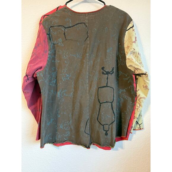 Vintage Art to Wear Top Bread Brand Women M Full Snap Dress Form Pattern Shirt - Picture 4 of 5